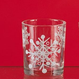 *Hand Painted Snowflake Scene Votive Glass #79305-S (NWT) #1 50% OFF SALE